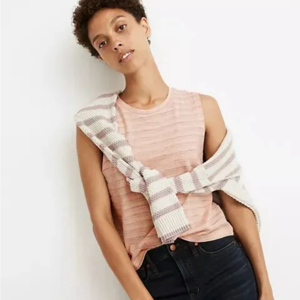 Madewell Raw-Edge Hangout Muscle Tank Size XXS Linen/Cotton Orange‎ Multicolor
